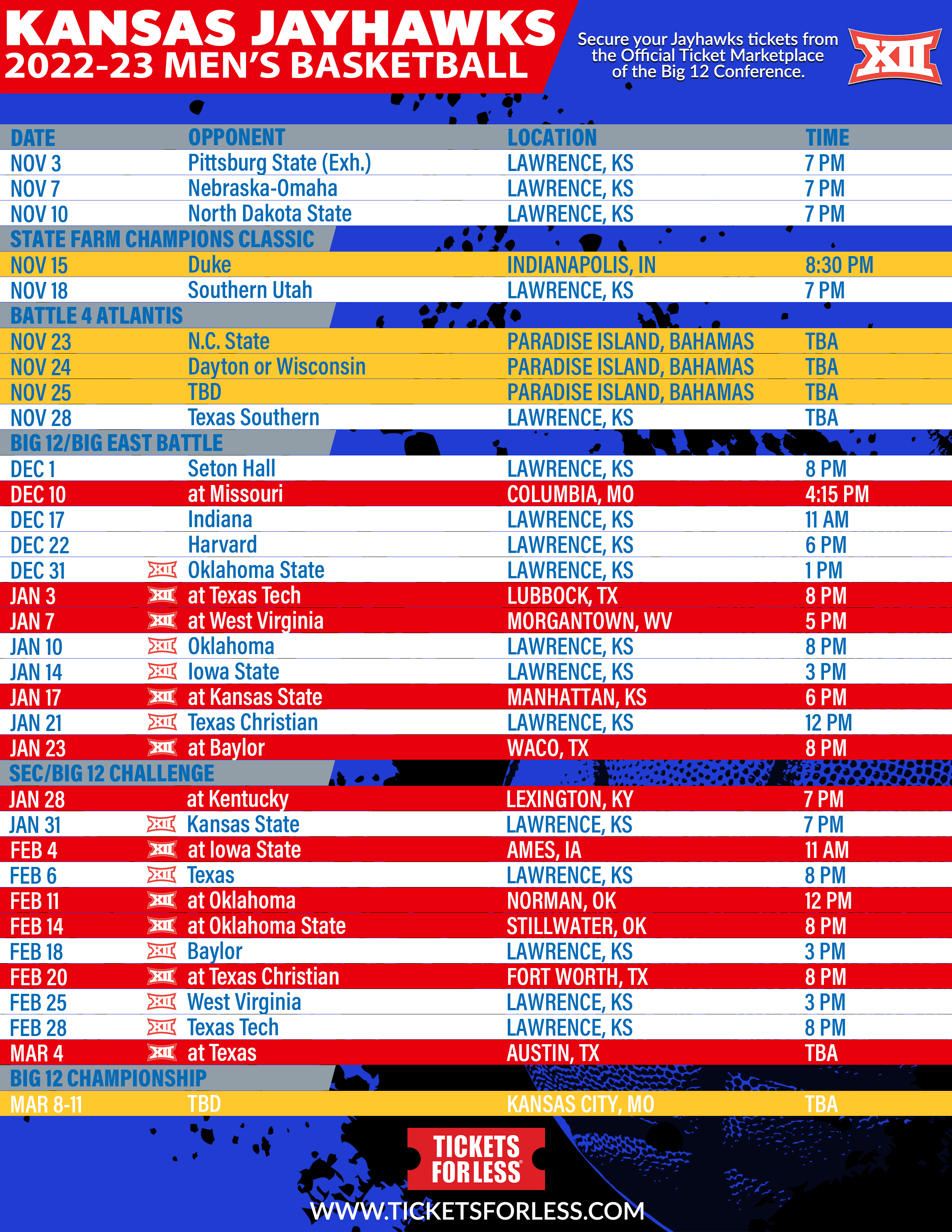 Kansas Basketball Schedule 2024 24 Printable thia elsbeth